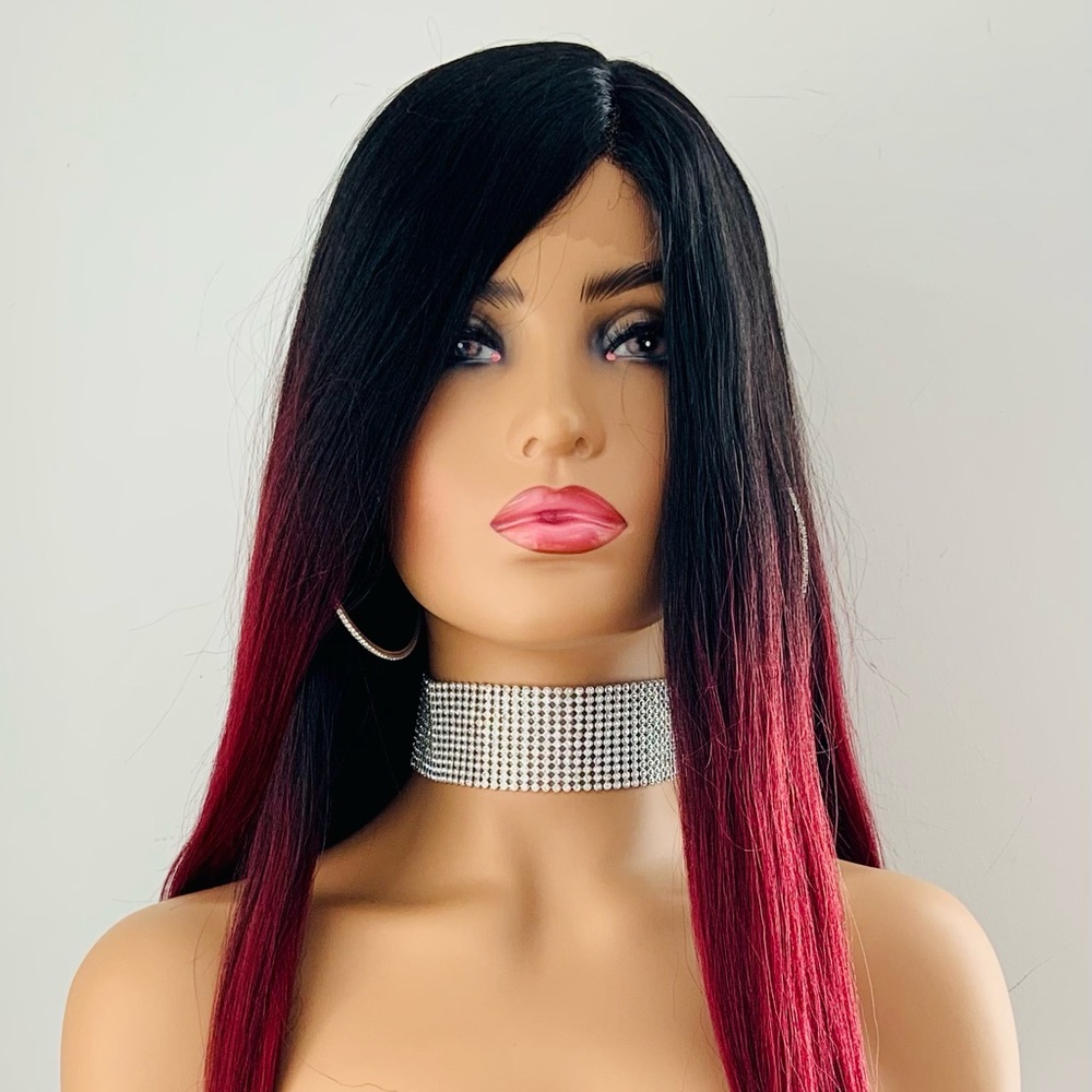 Very Pretty 36” Ombre Burgundy Lace Front Synthetic Wig